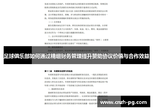 足球俱乐部如何通过精细财务管理提升赞助协议价值与合作效益